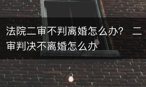 法院二审不判离婚怎么办？ 二审判决不离婚怎么办