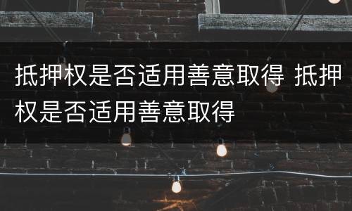 抵押权是否适用善意取得 抵押权是否适用善意取得