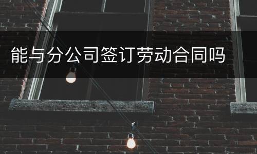 能与分公司签订劳动合同吗