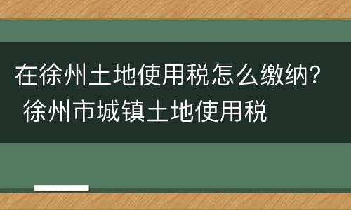 在徐州土地使用税怎么缴纳？ 徐州市城镇土地使用税