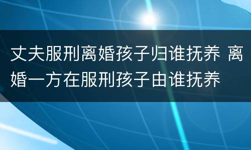 丈夫服刑离婚孩子归谁抚养 离婚一方在服刑孩子由谁抚养