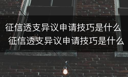 征信透支异议申请技巧是什么 征信透支异议申请技巧是什么样的