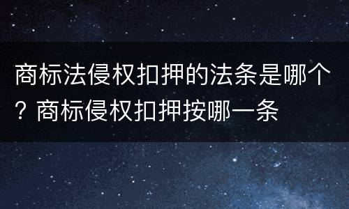 商标法侵权扣押的法条是哪个? 商标侵权扣押按哪一条