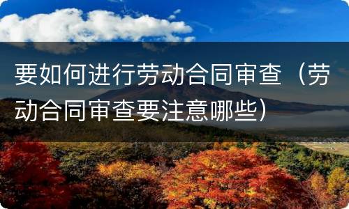 要如何进行劳动合同审查（劳动合同审查要注意哪些）