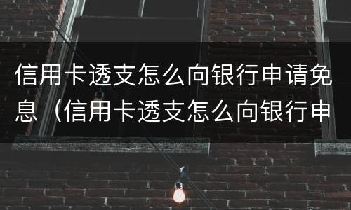 信用卡透支怎么向银行申请免息（信用卡透支怎么向银行申请免息的）