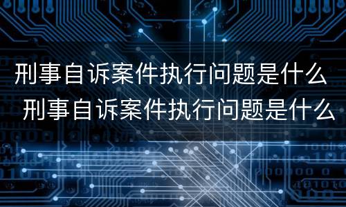 刑事自诉案件执行问题是什么 刑事自诉案件执行问题是什么意思