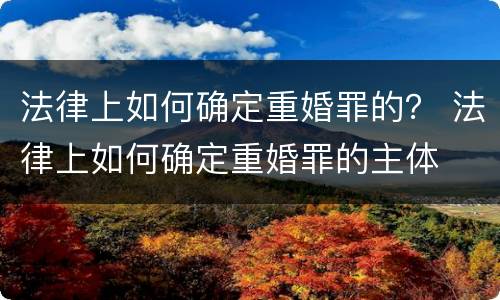 法律上如何确定重婚罪的？ 法律上如何确定重婚罪的主体