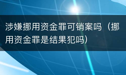 涉嫌挪用资金罪可销案吗（挪用资金罪是结果犯吗）