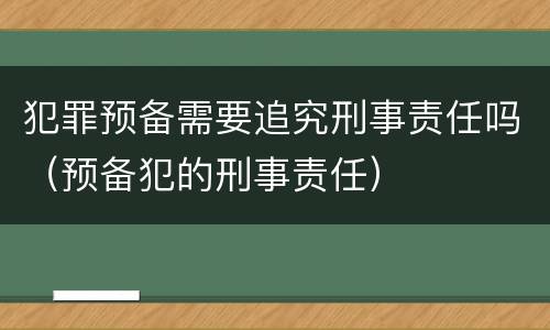 犯罪预备需要追究刑事责任吗（预备犯的刑事责任）