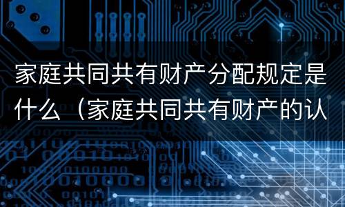 家庭共同共有财产分配规定是什么（家庭共同共有财产的认定）