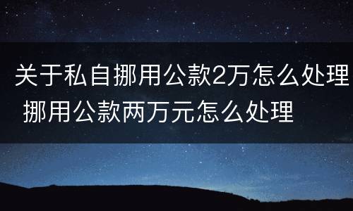 关于私自挪用公款2万怎么处理 挪用公款两万元怎么处理