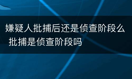 嫌疑人批捕后还是侦查阶段么 批捕是侦查阶段吗