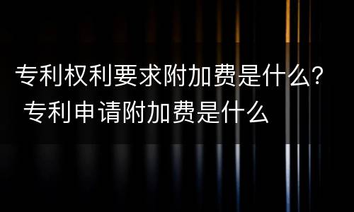 专利权利要求附加费是什么？ 专利申请附加费是什么