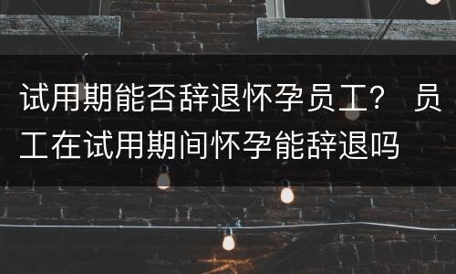 试用期能否辞退怀孕员工？ 员工在试用期间怀孕能辞退吗