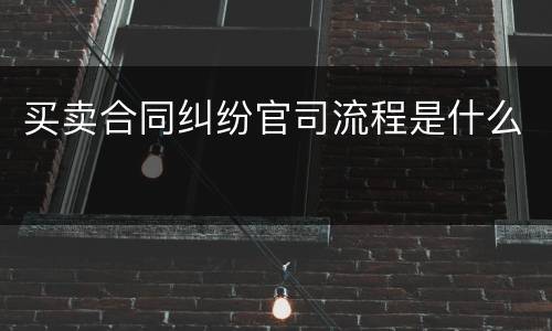 买卖合同纠纷官司流程是什么