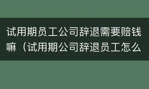 试用期员工公司辞退需要赔钱嘛（试用期公司辞退员工怎么赔偿金）