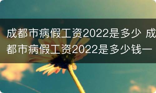 成都市病假工资2022是多少 成都市病假工资2022是多少钱一天