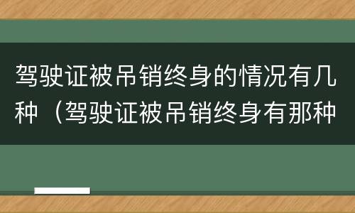 驾驶证被吊销终身的情况有几种（驾驶证被吊销终身有那种渠道可以办）