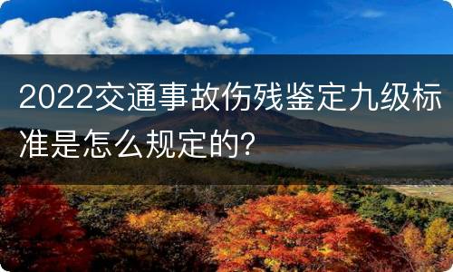 2022交通事故伤残鉴定九级标准是怎么规定的？