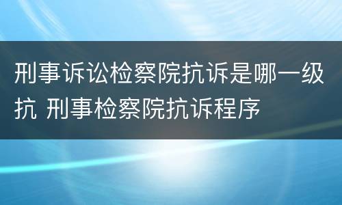 刑事诉讼检察院抗诉是哪一级抗 刑事检察院抗诉程序