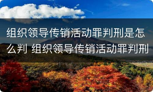 组织领导传销活动罪判刑是怎么判 组织领导传销活动罪判刑是怎么判的