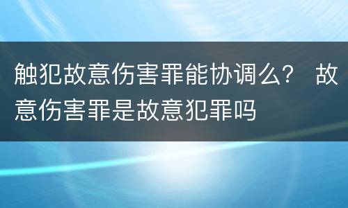 触犯故意伤害罪能协调么？ 故意伤害罪是故意犯罪吗