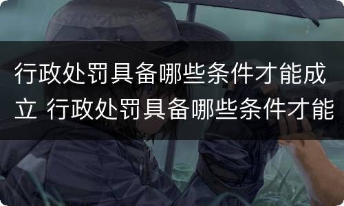 行政处罚具备哪些条件才能成立 行政处罚具备哪些条件才能成立公司