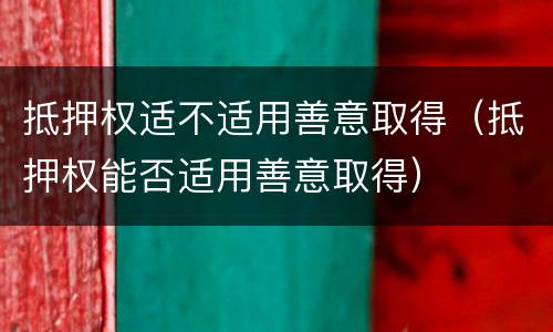 抵押权适不适用善意取得（抵押权能否适用善意取得）