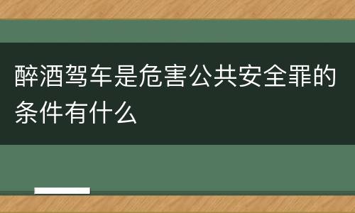 醉酒驾车是危害公共安全罪的条件有什么