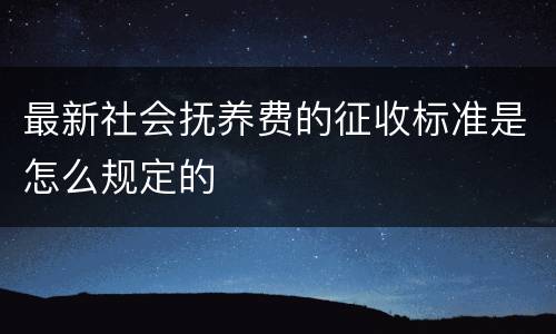 最新社会抚养费的征收标准是怎么规定的