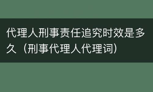 代理人刑事责任追究时效是多久（刑事代理人代理词）