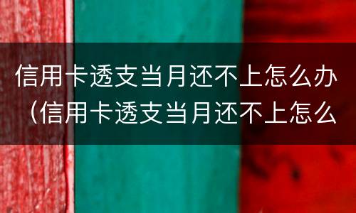 信用卡透支当月还不上怎么办（信用卡透支当月还不上怎么办呢）