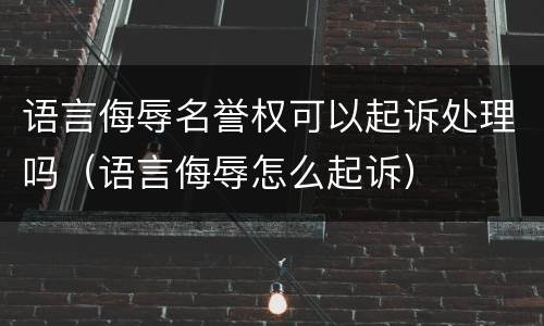 语言侮辱名誉权可以起诉处理吗（语言侮辱怎么起诉）