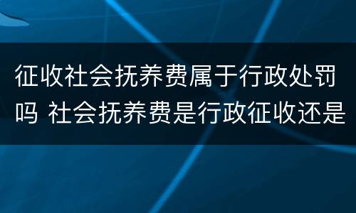 征收社会抚养费属于行政处罚吗 社会抚养费是行政征收还是行政处罚