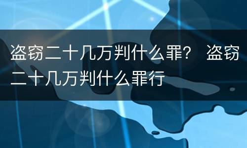 盗窃二十几万判什么罪？ 盗窃二十几万判什么罪行