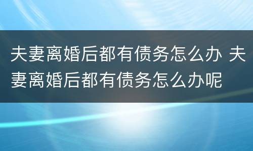 夫妻离婚后都有债务怎么办 夫妻离婚后都有债务怎么办呢