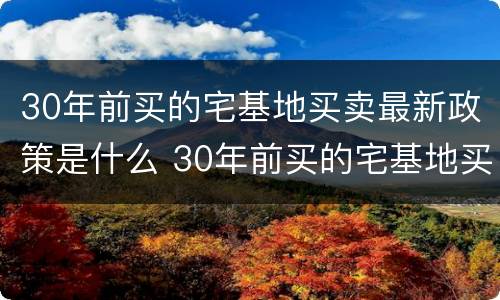 30年前买的宅基地买卖最新政策是什么 30年前买的宅基地买卖最新政策是什么法律