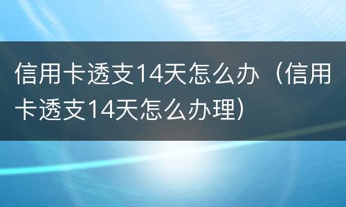 信用卡透支14天怎么办（信用卡透支14天怎么办理）