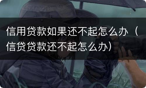 信用贷款如果还不起怎么办（信贷贷款还不起怎么办）