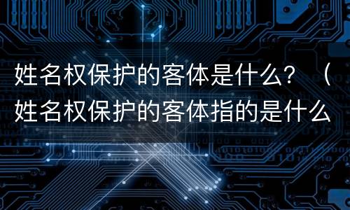 姓名权保护的客体是什么？（姓名权保护的客体指的是什么）