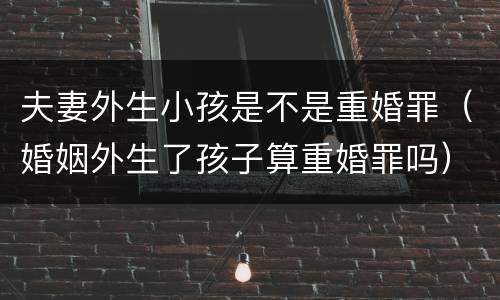 夫妻外生小孩是不是重婚罪（婚姻外生了孩子算重婚罪吗）