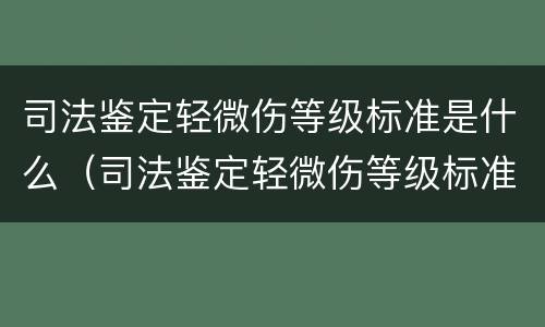 司法鉴定轻微伤等级标准是什么（司法鉴定轻微伤等级标准是什么样的）