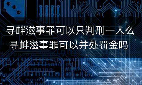 寻衅滋事罪可以只判刑一人么 寻衅滋事罪可以并处罚金吗