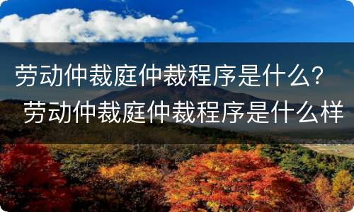 劳动仲裁庭仲裁程序是什么？ 劳动仲裁庭仲裁程序是什么样的