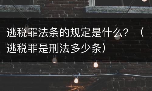 逃税罪法条的规定是什么？（逃税罪是刑法多少条）