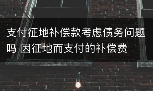 支付征地补偿款考虑债务问题吗 因征地而支付的补偿费