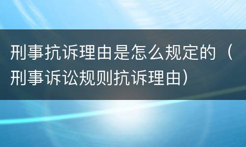 刑事抗诉理由是怎么规定的（刑事诉讼规则抗诉理由）