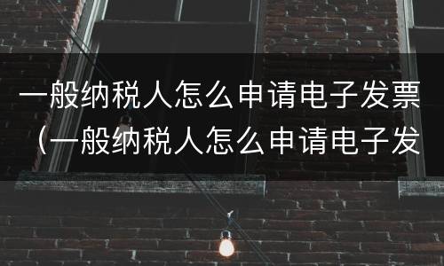 一般纳税人怎么申请电子发票（一般纳税人怎么申请电子发票开具）