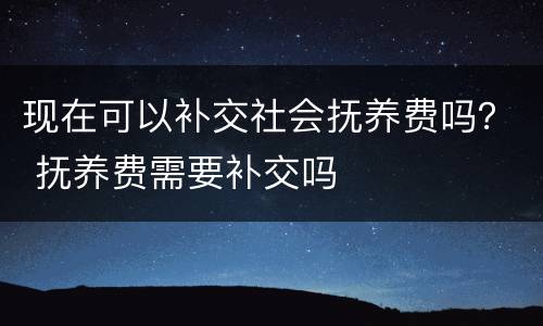 现在可以补交社会抚养费吗？ 抚养费需要补交吗