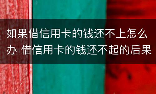 如果借信用卡的钱还不上怎么办 借信用卡的钱还不起的后果怎样